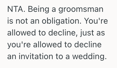 Screenshot 2025 06 15 at 1.53.24 AM Man Was Asked To Be A Groomsman, But Dropped Out Of The Wedding When He Wasnt Given A Plus One For His Wife